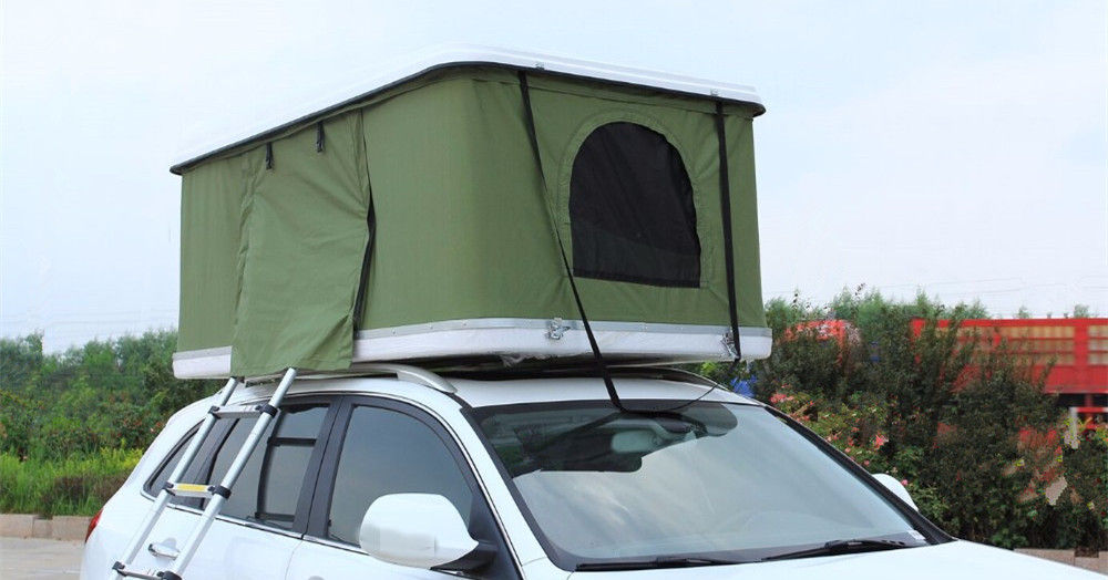 쪽 차양과 고급 품질 단일층 유리섬유 쉘 단단한 덮개 캔버스 루프 톱 텐트